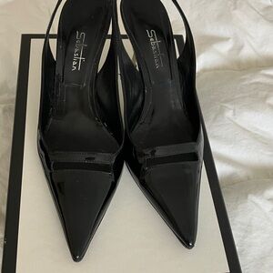 Sebastian Womens  Black Patent leather stiletto size 37.5